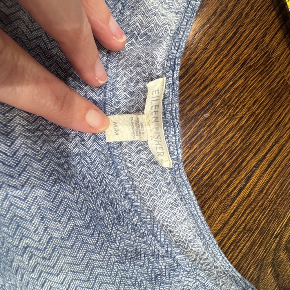 Eileen Fisher Light Blue Linen Boatneck Blouse - Picture 8 of 13